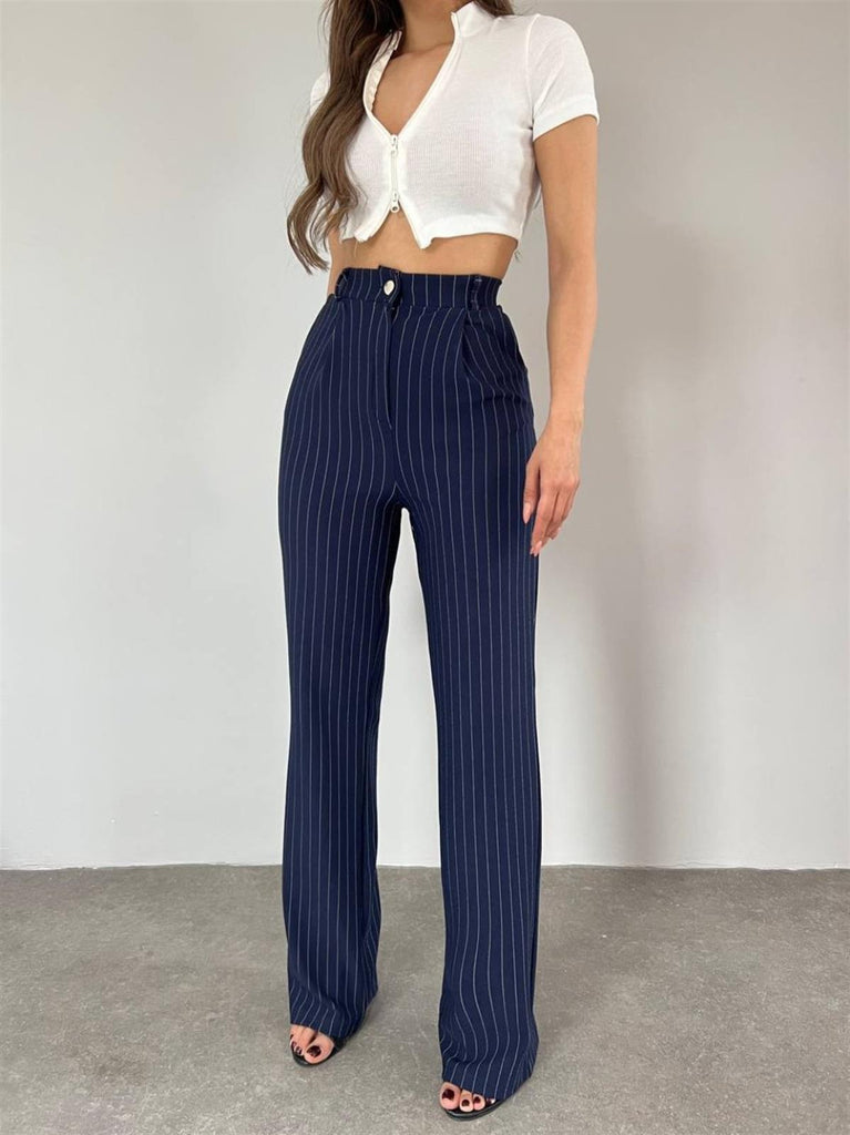 Striped Zara Trousers 10461 NAVY BLUE pants REF : 4094-LC – shinelooks
